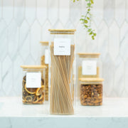 Square Glass Jar with Bamboo Lid – 2300ml Pantry Storage for pasta, promoting pantry organisation and kitchen organisation.