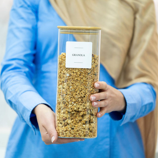 Square Glass Jar with Bamboo Lid – 1500ml Pantry Storage