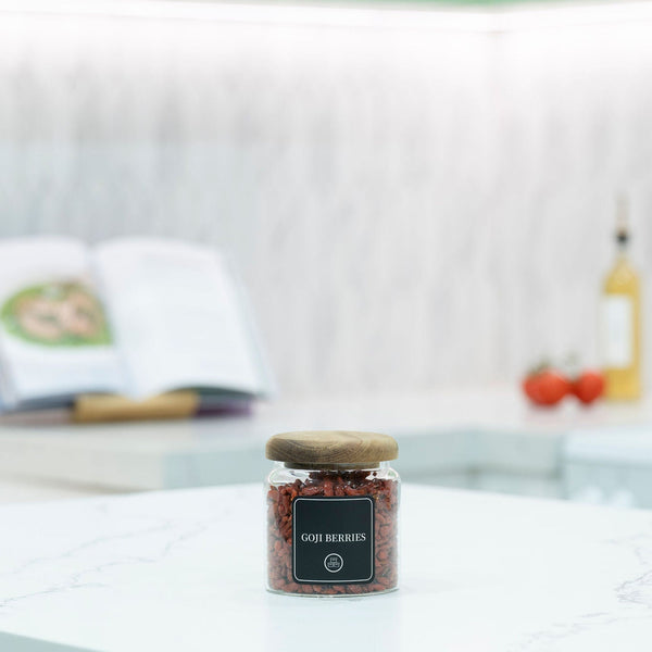 600ml Acacia Glass Jar – Airtight Kitchen Storage Solution