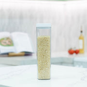 Elegant White Airtight Container – 1800ML filled with rice on kitchen counter, perfect for pantry organisation and storage organisers.