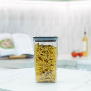 Black Airtight Container with Twist Lock – 2100ml filled with pasta, ideal for kitchen and pantry storage organisation.