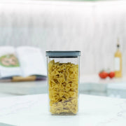 Glass jar filled with pasta, used in kitchen organisation. Part of the Family Pantry System Pack for effective storage solutions.