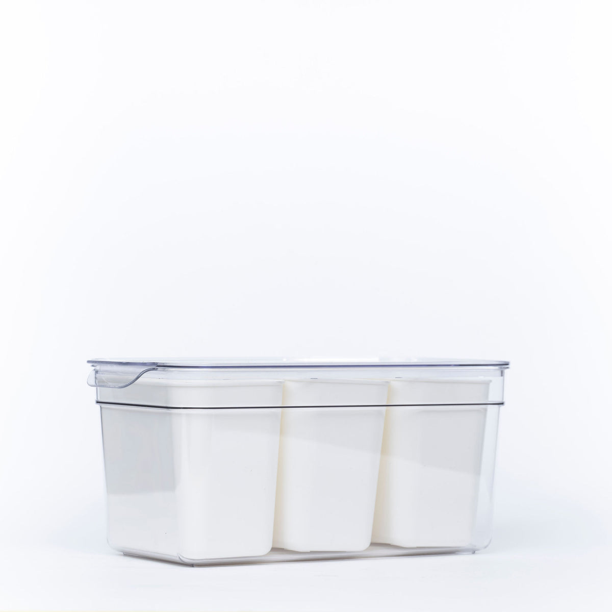 Triple Clear Fridge Organiser with removable baskets for efficient storage in kitchen pantries, ideal for fridge organisation.