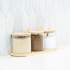 Round Bamboo Trio Glass Jar Set – 300ml Each