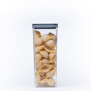 Black Airtight Container with Twist Lock – 2800ml, ideal for kitchen storage organisers, shown holding pasta for pantry organisation.