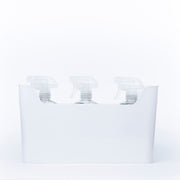 White Pull-Out Organiser with spray bottles for efficient under sink storage in kitchens and bathrooms, enhancing organisation.