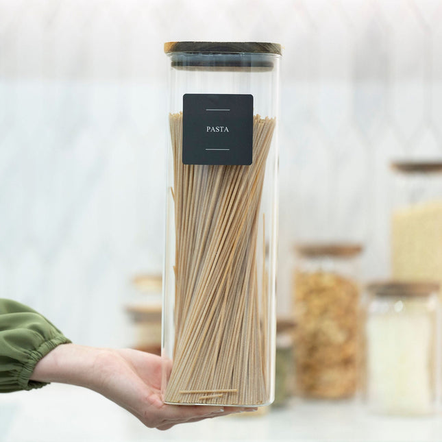 Acacia Square Pantry Collection glass storage jar for pasta, ideal for pantry storage and kitchen organisers in Australia