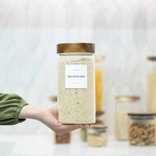 Acacia Signature Pantry Set glass storage jar with wooden lid, ideal for breadcrumbs