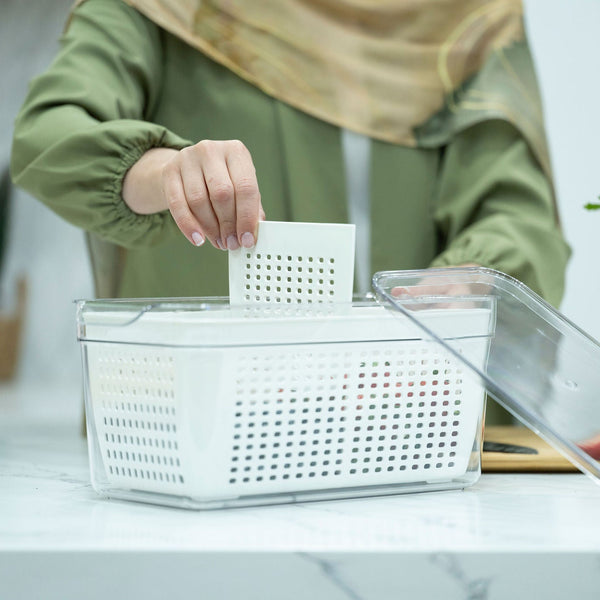 Double Fridge Organiser with Removable Baskets for efficient kitchen storage, ideal for enhancing fridge organisation.