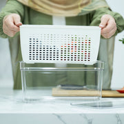 Double Fridge Organiser with Removable Baskets shown in use for kitchen fridge storage, highlighting practical organisation.