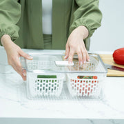 Crate from New Home Set Up Pack for fridge storage with containers for vegetables on kitchen counter