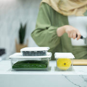 Small Airtight Food Storage Container used for kitchen organisation, storing vegetables, and fruits to maintain freshness.