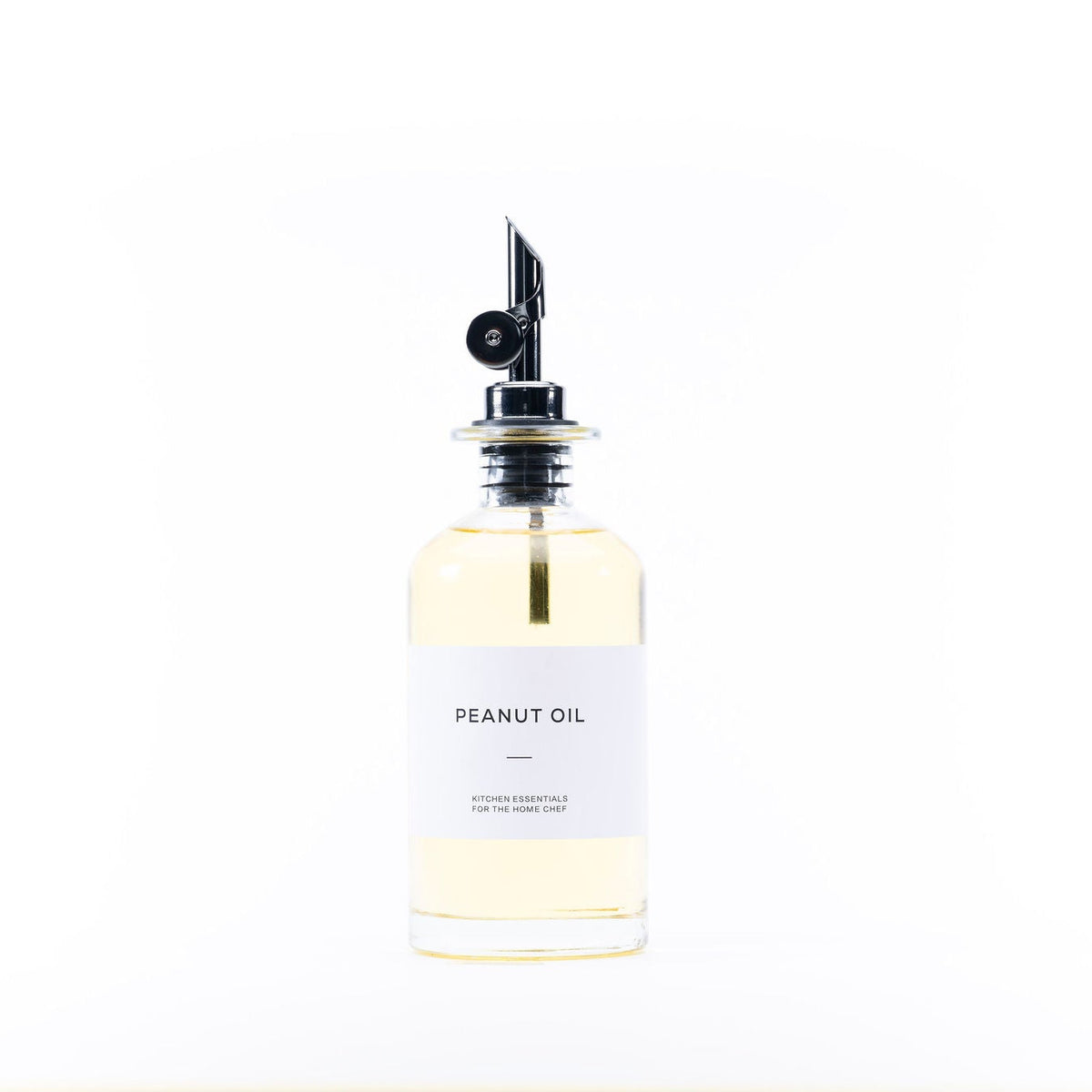 Round Glass Oil & Vinegar Bottle – 350ml Dispenser with modern spout, ideal for kitchen organisers and pantry storage.
