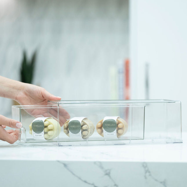 Clear Modular Drawer Organiser – Small used in a kitchen setting for optimal pantry organisation and efficient storage.
