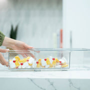 Clear Modular Drawer Organiser - Medium holding snacks in a kitchen setting, ideal for pantry organisation and efficient storage.