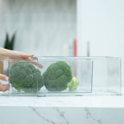Clear Modular Drawer Organiser – Large used for pantry organisation, storing fresh broccoli. Ideal for kitchen storage organisers.