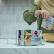 Clear Stackable Tub With Lip – Large used as storage organiser for crispbread packets on kitchen counter, enhancing kitchen organisation.