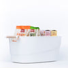 Large White Storage Tub – Wooden Handles, Stylish & Strong