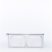 Fridge Storage Container with Double Basket for efficient kitchen and pantry organisation, ideal for use as fridge organisers or drawer organisers.