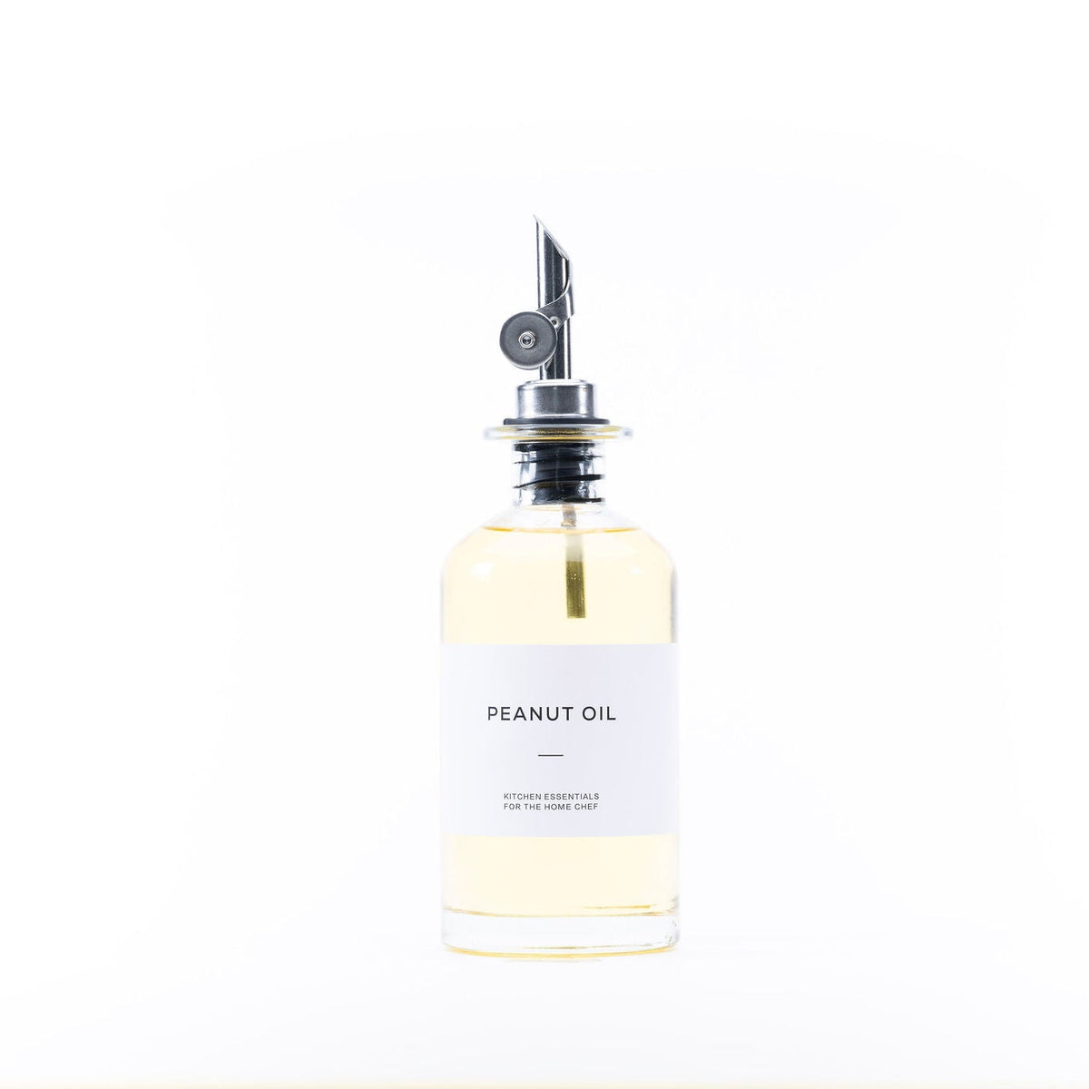 Round Glass Oil & Vinegar Bottle – 350ml Dispenser with pour spout, perfect for kitchen organisers and pantry storage.