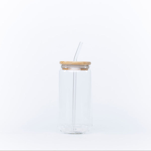 Bamboo Glass Drinking Jar Set – 500ml with Straws