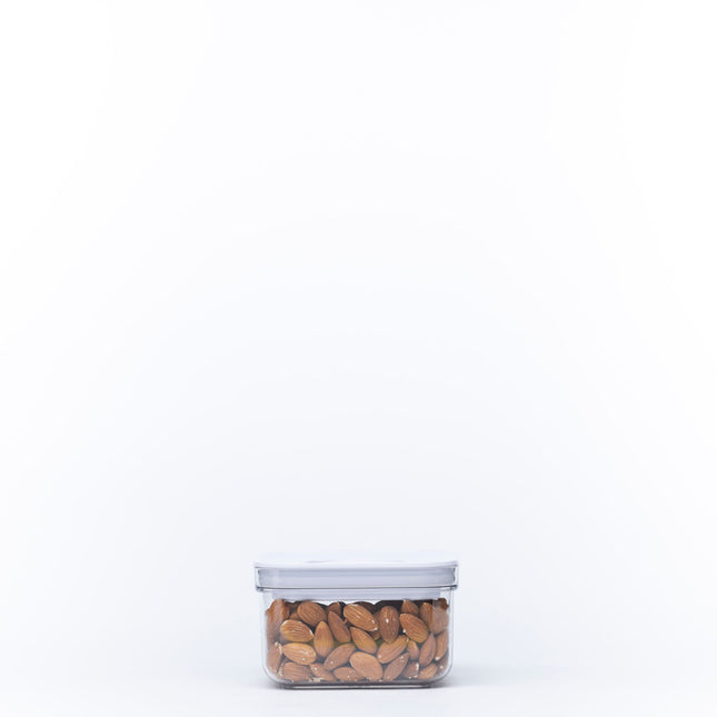 White Airtight Container with Twist Lock – 500ml storing almonds, ideal for pantry and kitchen organisation.