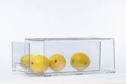 Clear Modular Drawer Organiser – Large in kitchen setting, storing lemons. Ideal for pantry and fridge organisation.