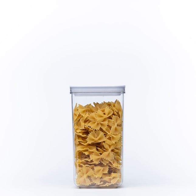 White Airtight Container with Twist Lock – 2100ml used for storage organisers in pantry with pasta inside