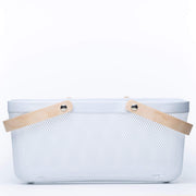 Large White Mesh Basket with Wooden Handles