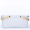Large White Mesh Basket with Wooden Handles