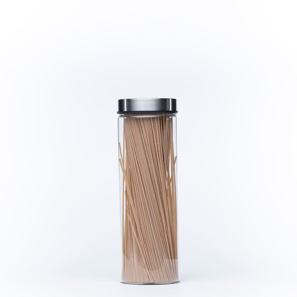 Glass Storage Jar – 1300ml with Clear Top Lid for pasta, ideal for kitchen and pantry organisation, showcasing efficient storage.