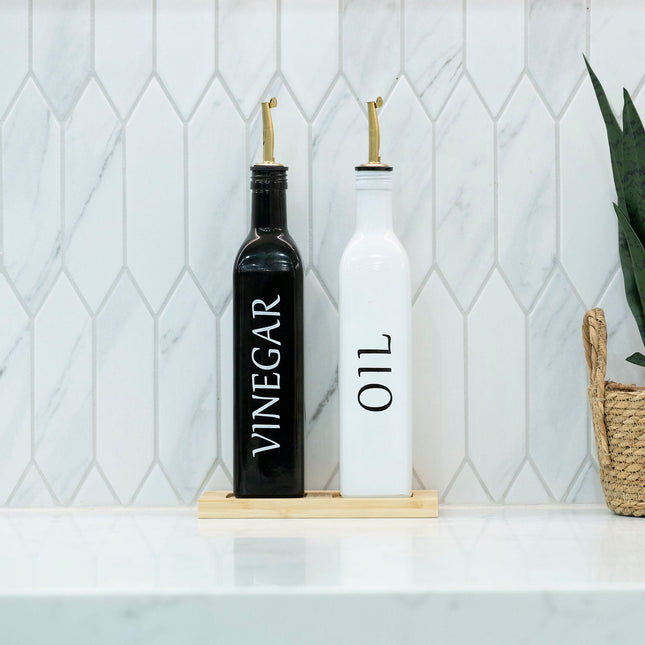Black Oil and Vinegar Bottle – 500ml Modern Glass Dispenser for pantry or kitchen organisation.
