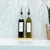 Clear Oil & Vinegar Bottles with Bamboo Tray – 500 ml