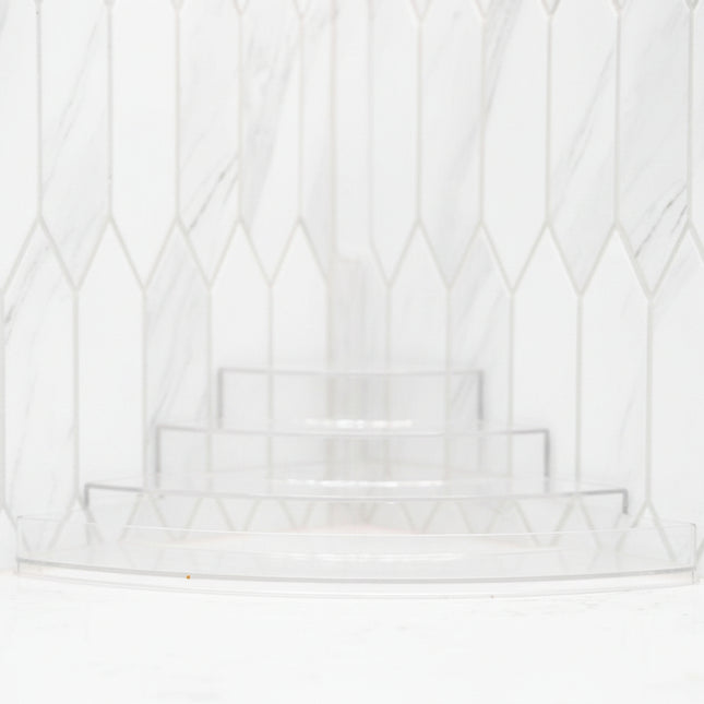 Clear 3-Tier Corner Spice Rack designed for efficient kitchen and pantry organisation, perfect for storage organisers.