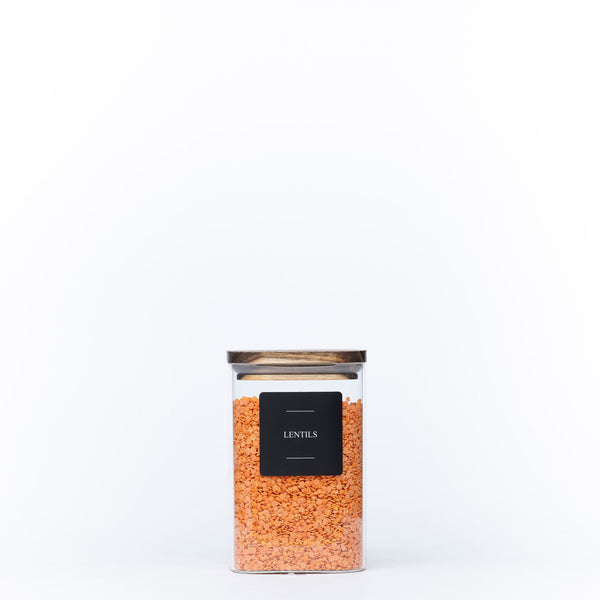 Square Acacia Lid Glass Jars – 5 Sizes