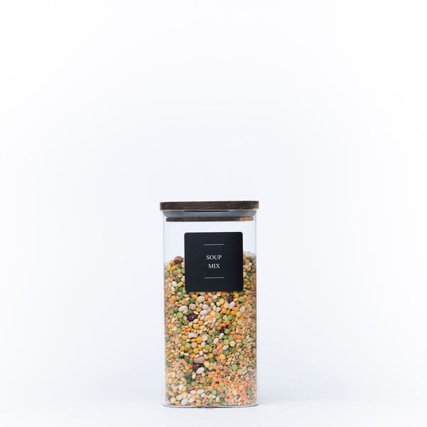 Square Acacia Lid Glass Jars – 5 Sizes