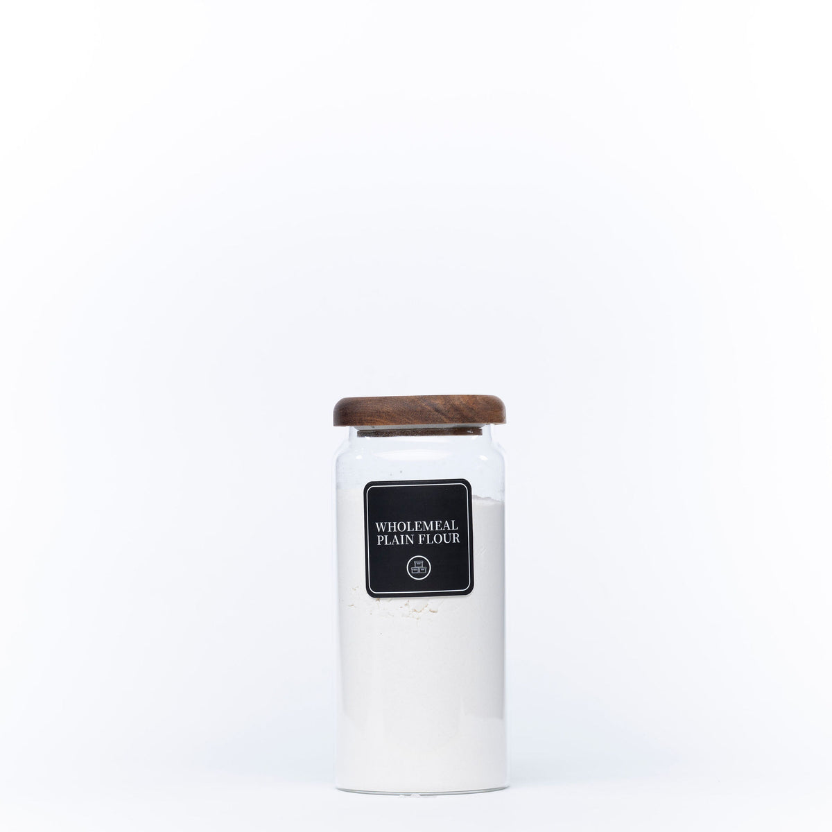 1200ml Acacia Glass Jar – Airtight Kitchen Storage for pantry organisation, storing wholemeal flour. Ideal glass jar for kitchen use.