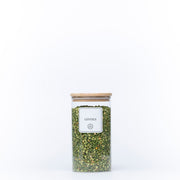 1400ml Round Glass Storage Jar with Bamboo Lid filled with lentils, ideal for pantry organisation and kitchen storage.