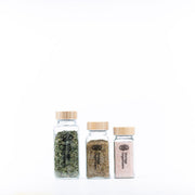 Bamboo Shaker Spice Jar – 120 ml filled with herbs, ideal for kitchen and pantry organisation. Perfect for enhancing storage organisers.