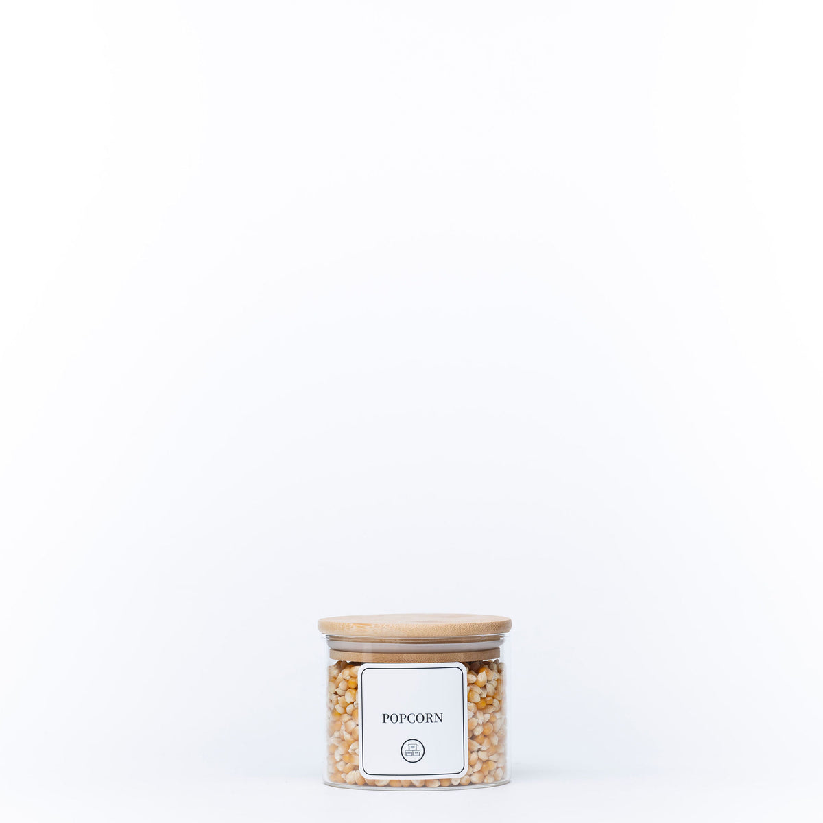 840ml Glass Storage Jar with Bamboo Lid, perfect for kitchen pantry organisation. Use it for keeping popcorn fresh and organised.