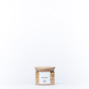 840ml Glass Storage Jar with Bamboo Lid, perfect for kitchen pantry organisation. Use it for keeping popcorn fresh and organised.