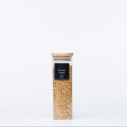 Round Glass Spice Jar with Bamboo Lid – 3 Sizes for kitchen or pantry organisation. Ideal storage organiser for sesame seeds.