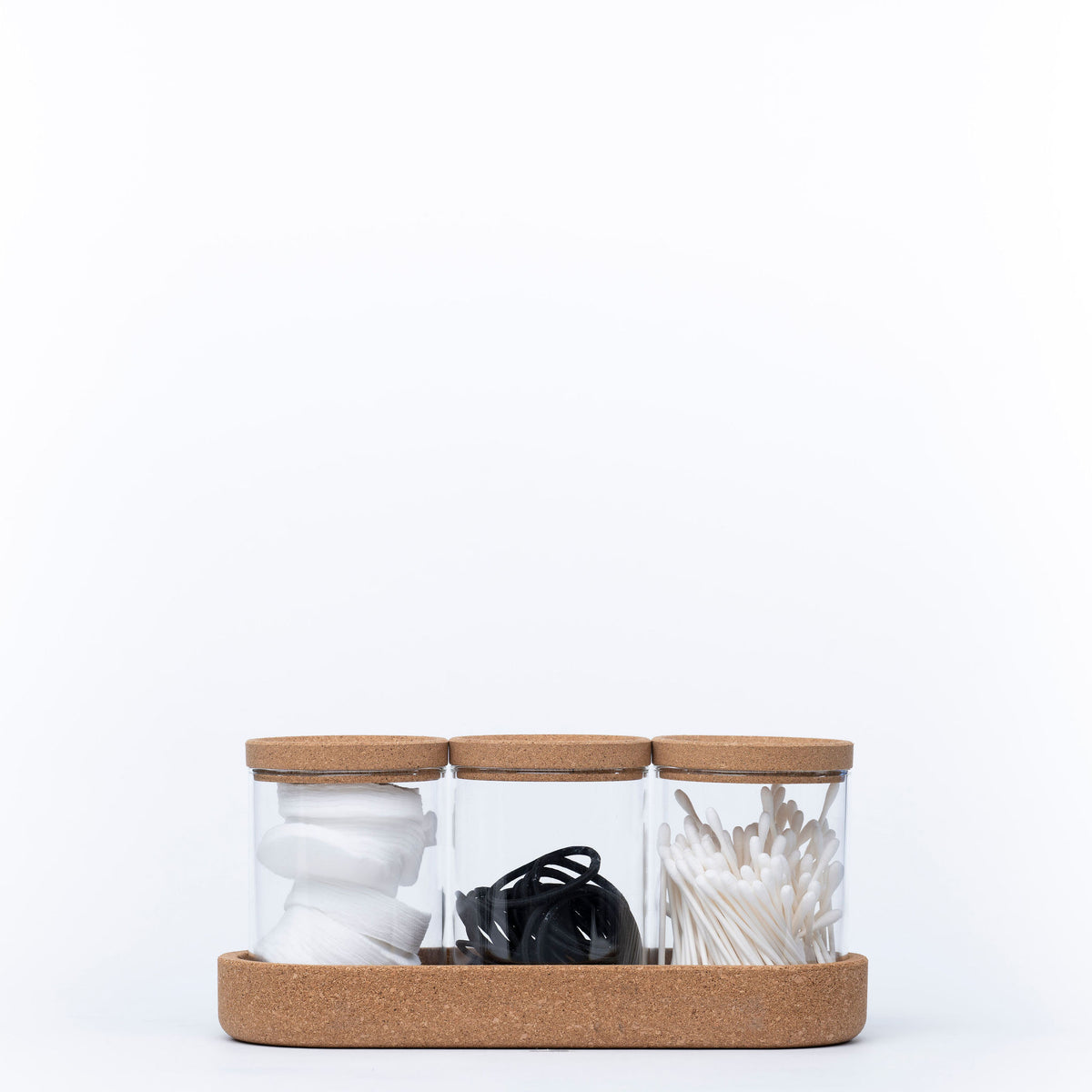Glass Jar Trio with Cork Lids – 450ml Pantry Set for organised kitchen storage and pantry organisation with eco-friendly design.