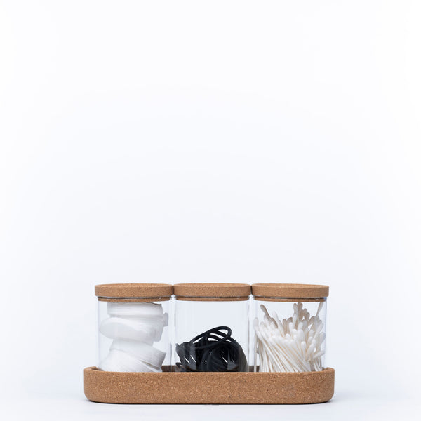 Glass Jar Trio with Cork Lids – 450ml Pantry Set