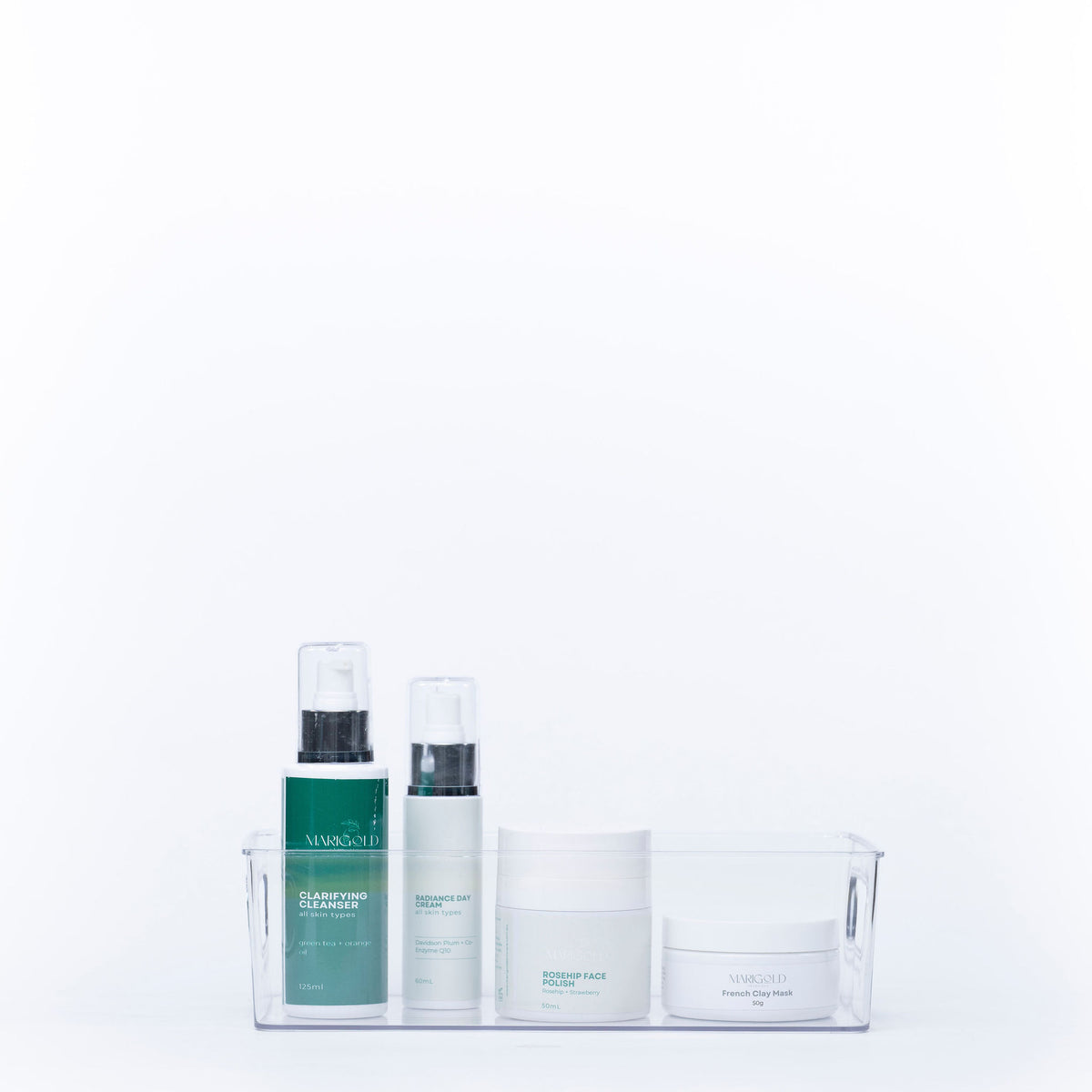 Clear Multi-Use Storage Tub With Lip – Mini holding skincare products for bathroom organisation, ideal for drawer organisers and under sink storage.