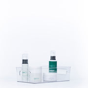 Clear Multi-Use Storage Tub With Lip – Small used for organising skincare products in the bathroom. Ideal for vanity organisation.