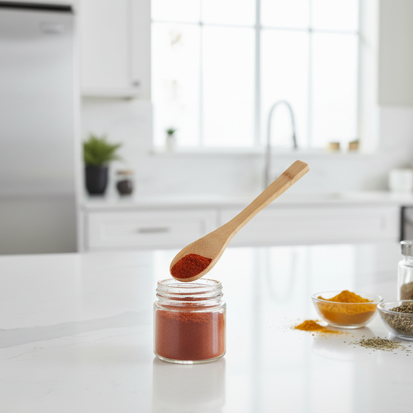 Mini Wooden Spoon – Perfect for Herb & Spice Jars, ideal for pantry organisation, showcasing efficient kitchen storage strategy.