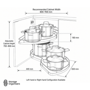 Swivel Corner Cabinet Shelf – Corner Storage Unit (800–900mm)