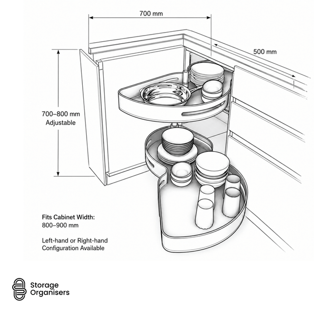 Swivel Corner Unit Left and Right Hand – Corner Cabinet Storage
