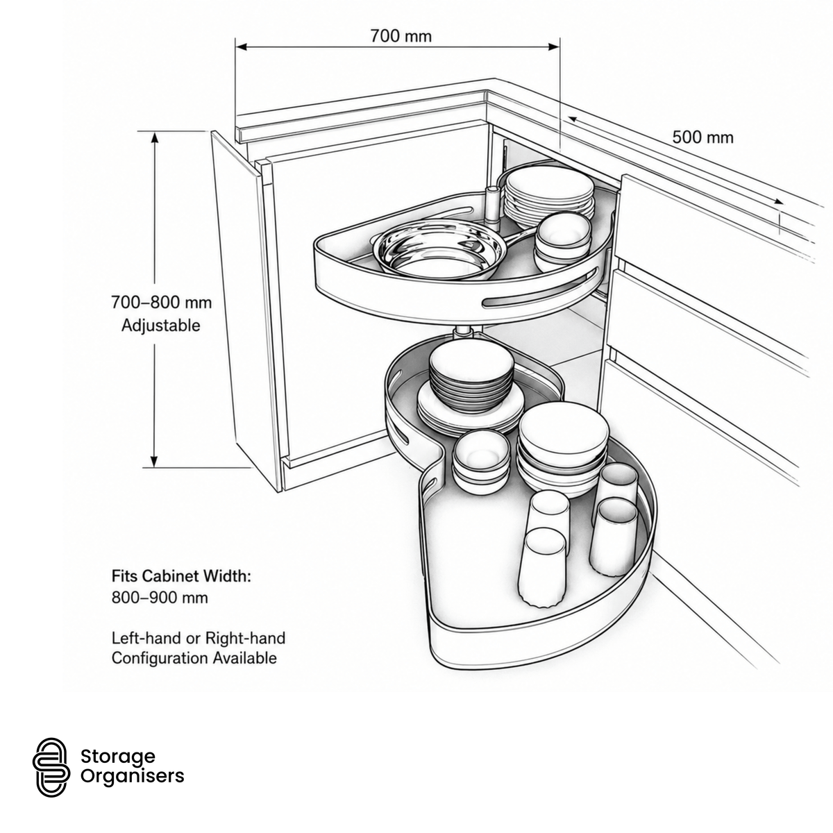 Swivel Corner Unit Left and Right Hand – Corner Cabinet Storage